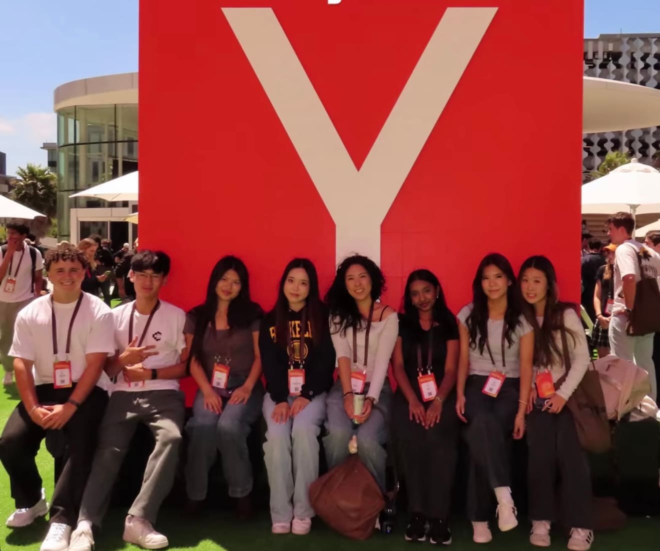 The whole crew under the Y.